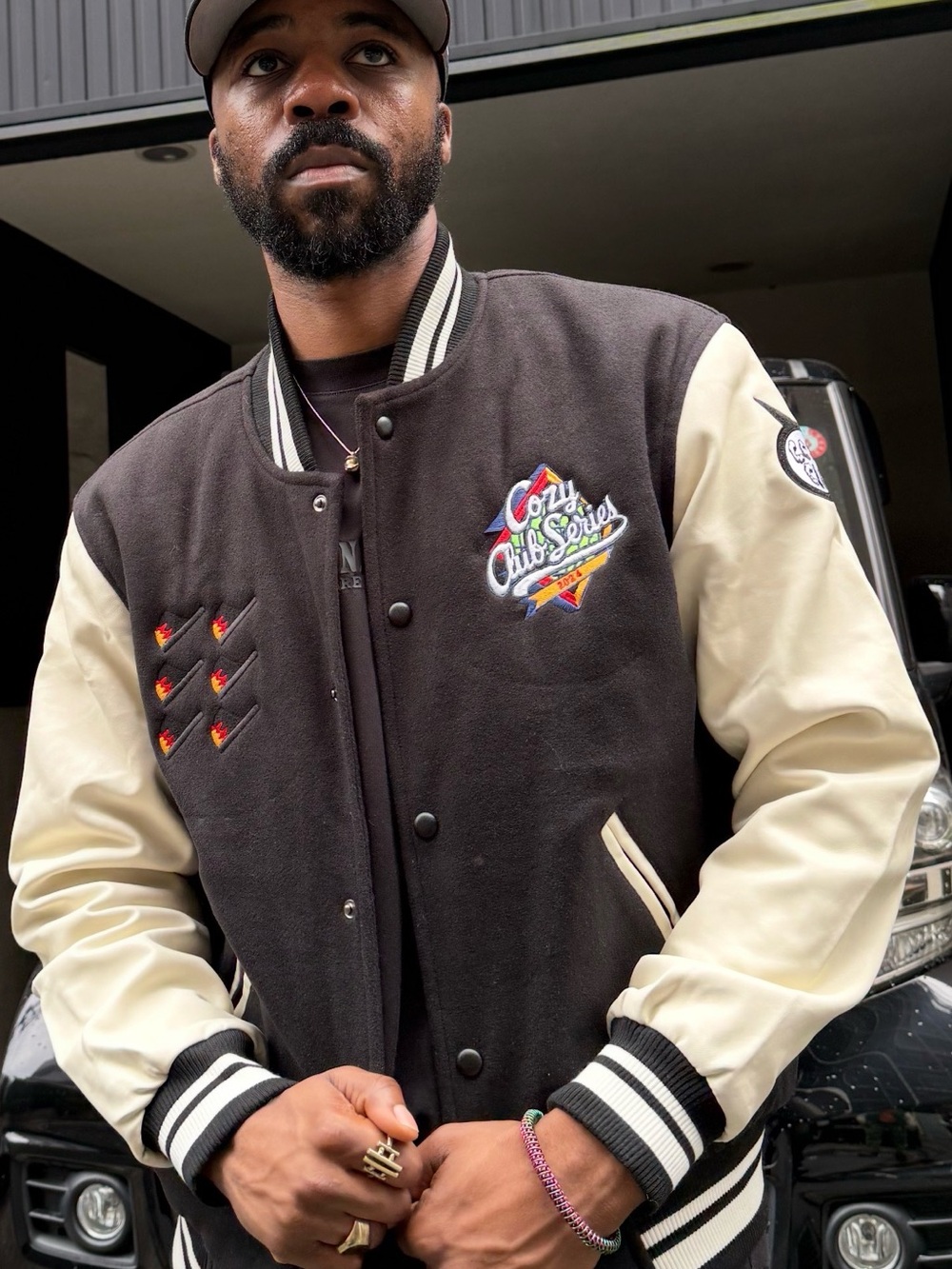 CC Two-Tone Black and Cream Varsity Jacket
